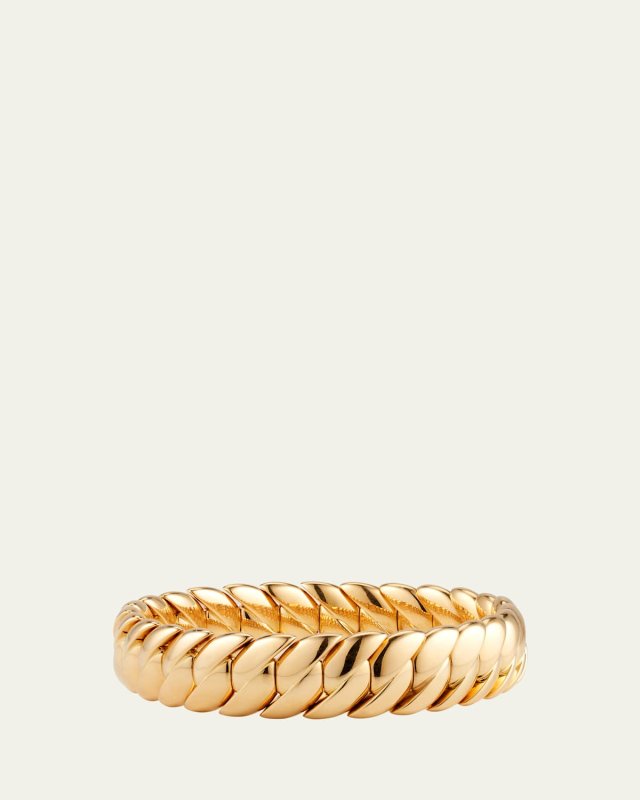 18K Yellow Gold Skinny Wave Stretch Bracelet